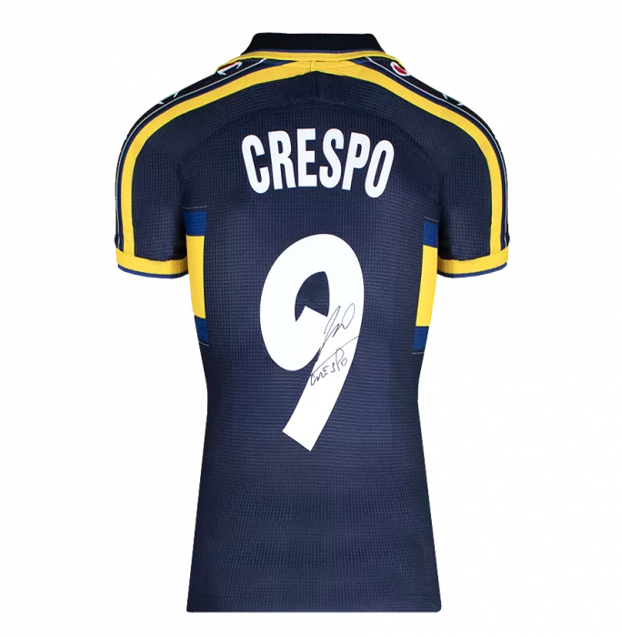 Hernan Crespo Back Signed Parma 1999-00 Third Shirt With Fan Style Number In Classic Frame