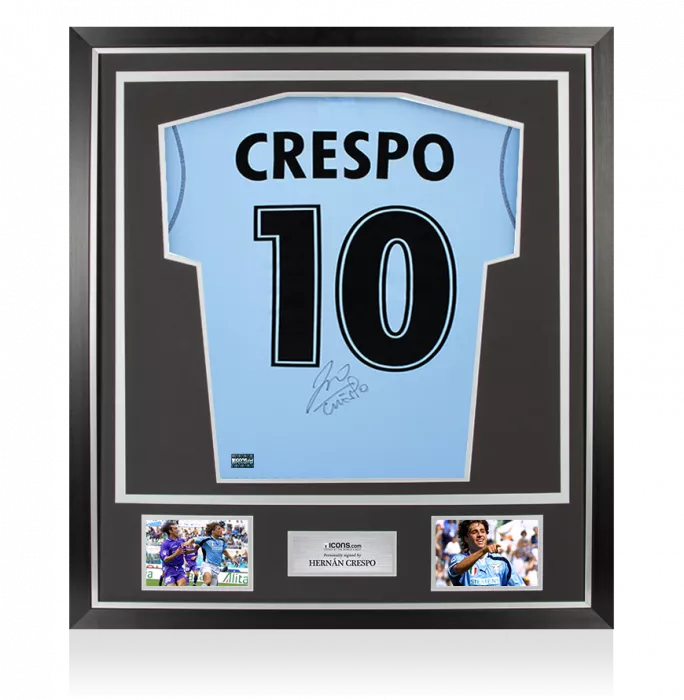 Hernan Crespo Back Signed SS Lazio 2001-02 Home Shirt In Classic Frame
