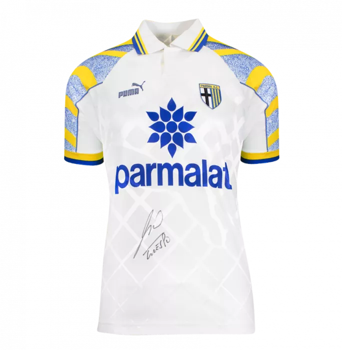 Hernan Crespo Front Signed Parma 1995-97 Home Shirt In Hero Frame: Option 1
