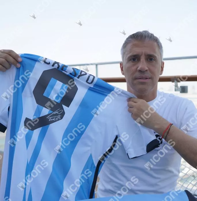 Hernan Crespo & Javier Zanetti Signed Argentina Shirts In Classic Dual Frame