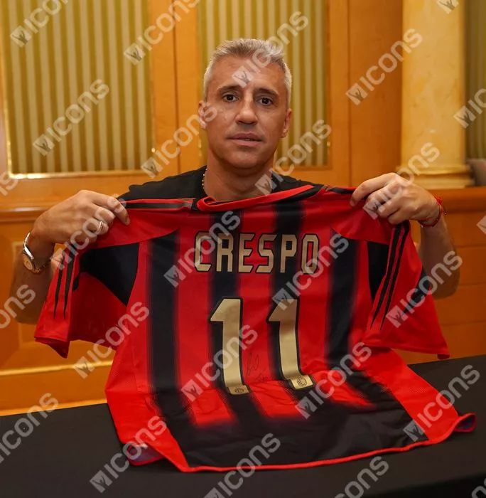 Hernan Crespo Official AC Milan Back Signed And Framed 2004-05 Home Shirt