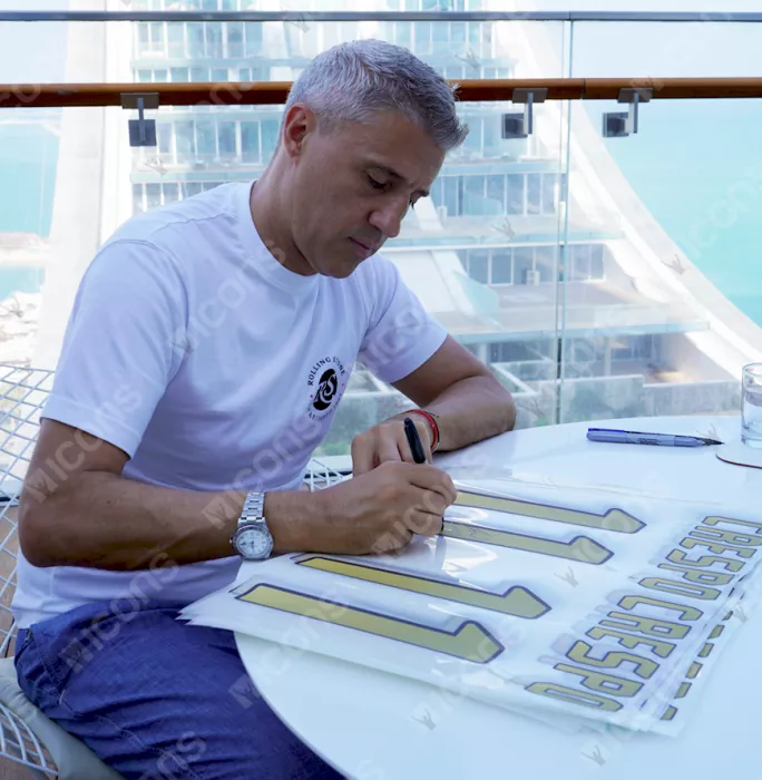 Hernan Crespo Official AC Milan Back Signed And Framed Retro Shirt With Fan Style Numbers