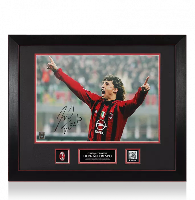 Hernan Crespo Official AC Milan Signed and Framed Photo: Celebration
