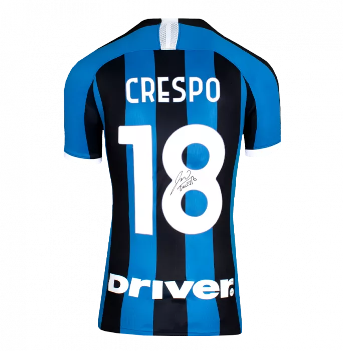 Hernan Crespo Official UEFA Champions League Back Signed And Framed Internazionale 2019-20 Home Shirt With Fan Style Numbers