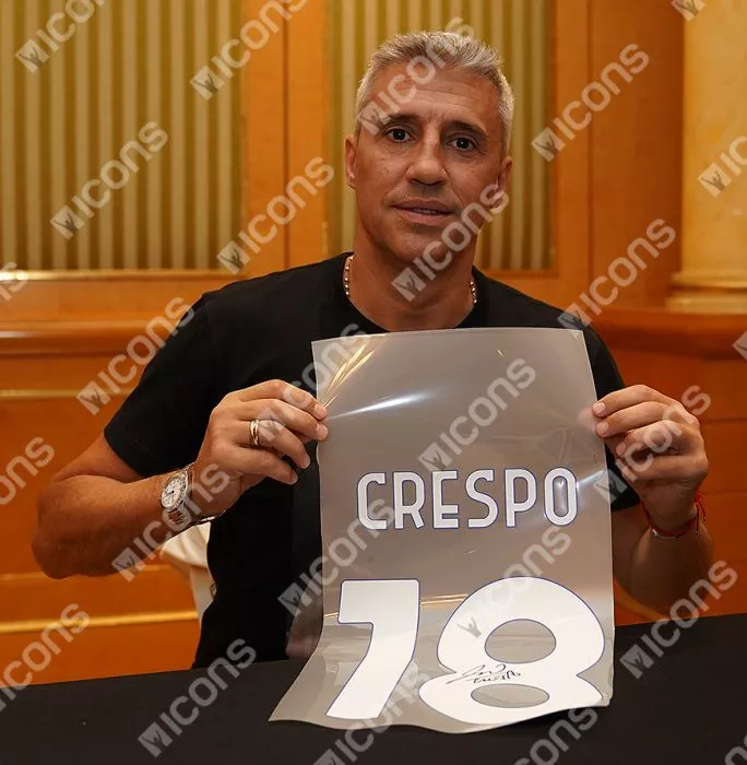 Hernan Crespo Official UEFA Champions League Back Signed And Framed Internazionale 2019-20 Home Shirt With Fan Style Numbers
