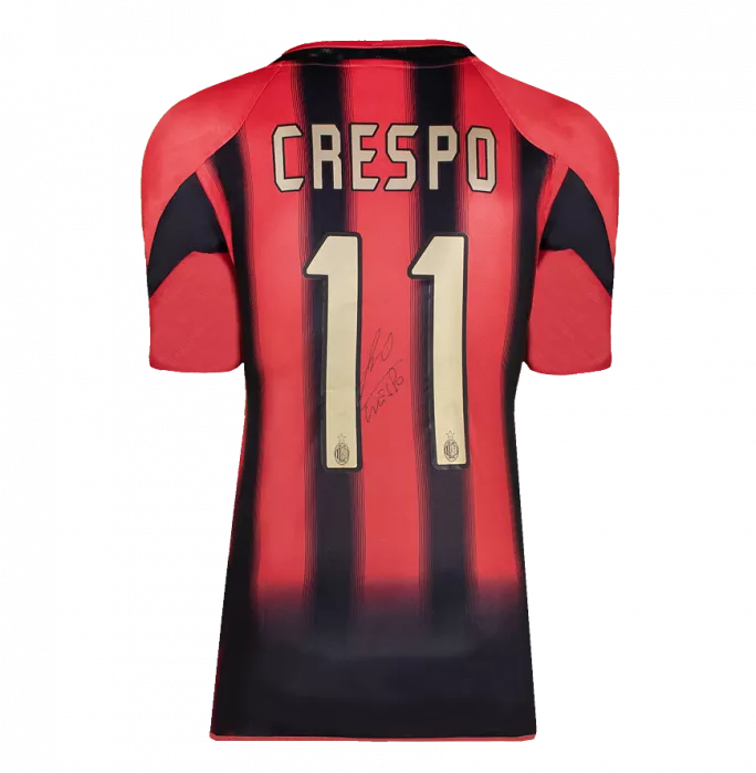 Hernan Crespo Official UEFA Champions League Back Signed And Hero Framed AC Milan 2004-05 Home Shirt