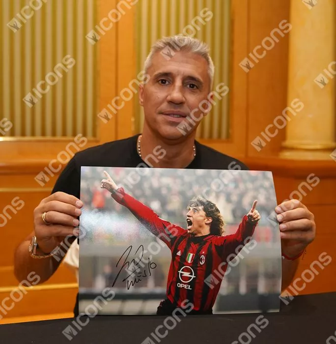 Hernan Crespo Official UEFA Champions League Signed And Framed AC Milan Photo: Celebration