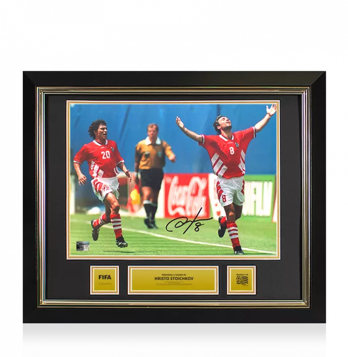 Hristo Stoichkov Official 1994 FIFA World Cup™ Signed And Framed Bulgaria Photo: 1994 Golden Boot Winner