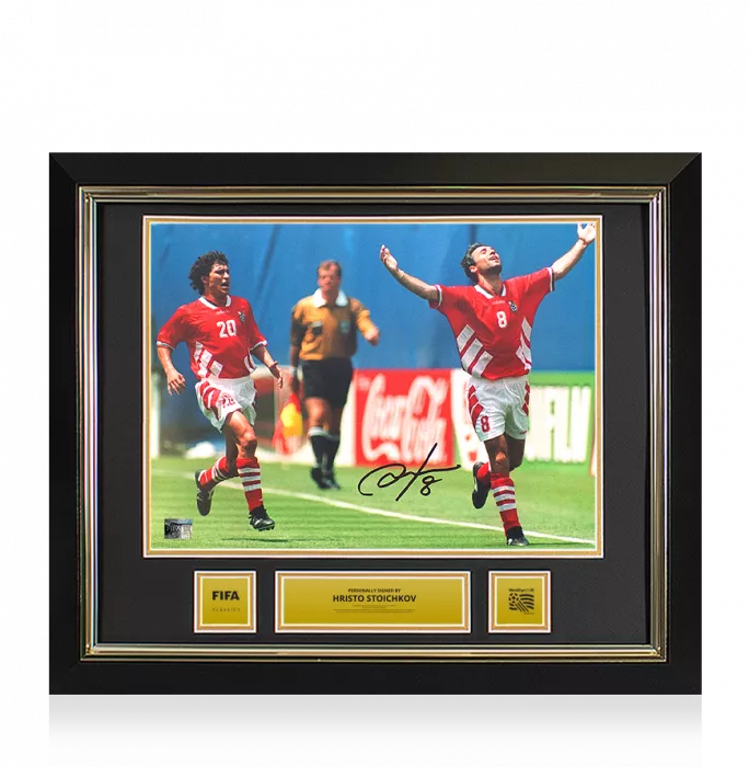 Hristo Stoichkov Official 1994 FIFA World Cup™ Signed and Framed Bulgaria Photo: 1994 Top Goalscorer
