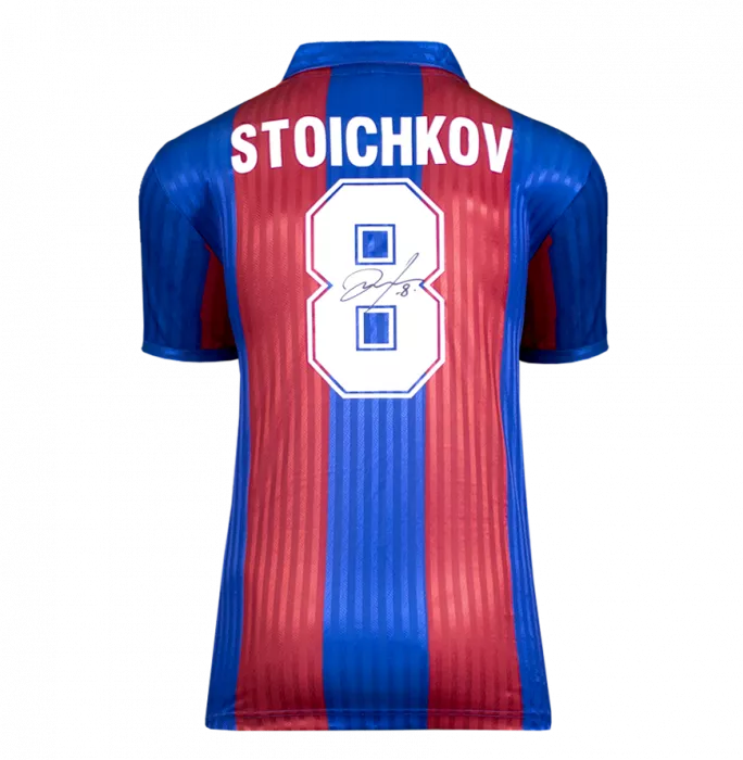 Hristo Stoichkov Official FC Barcelona Back Signed And Framed 1992 Home Shirt