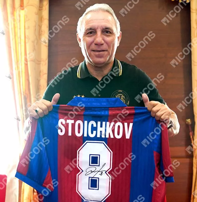 Hristo Stoichkov Official FC Barcelona Back Signed And Framed 1992 Home Shirt