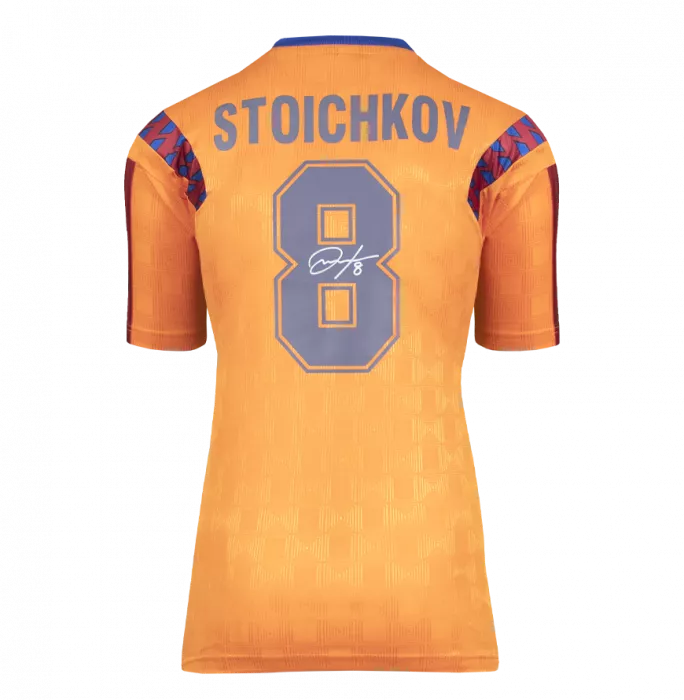 Hristo Stoichkov Official FC Barcelona Back Signed And Framed 1992 Away Shirt