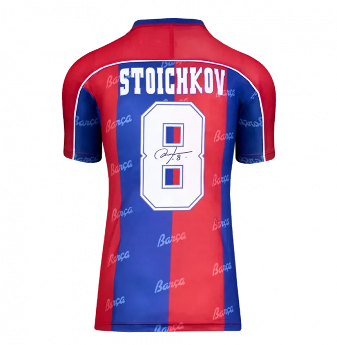 Hristo Stoichkov Official FC Barcelona Back Signed And Framed 1994 Home Shirt