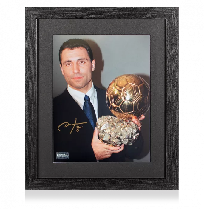 Hristo Stoichkov Signed Photo In Black Wooden Frame: 1994 Ballon d'Or Winner