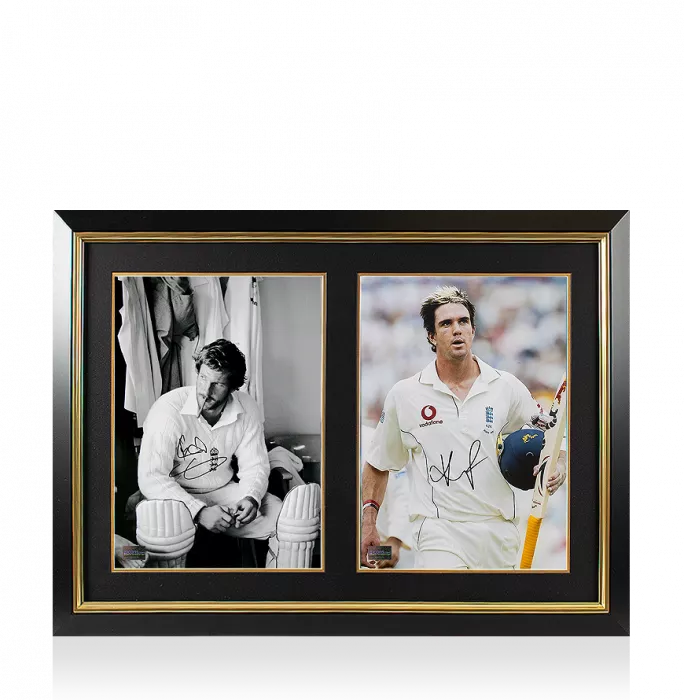 Ian Botham & Kevin Pietersen Signed England Cricket Photos In Dual Photo Frame