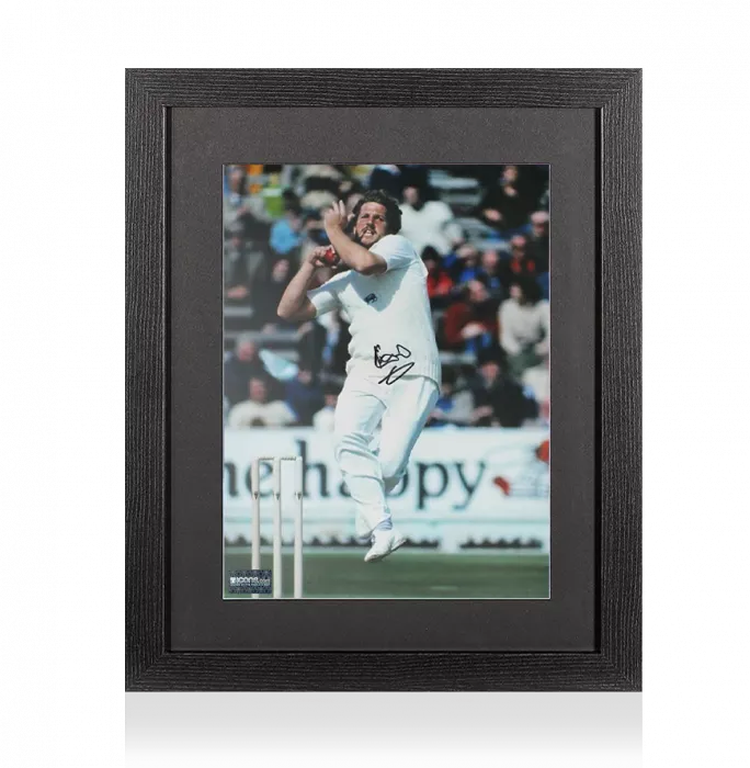 Ian Botham Signed Bowling Action Print In Black Wooden Frame