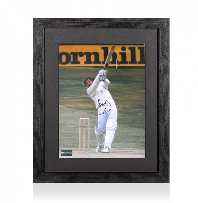 Ian Botham Signed Photo In Black Wooden Frame: Headingley Action