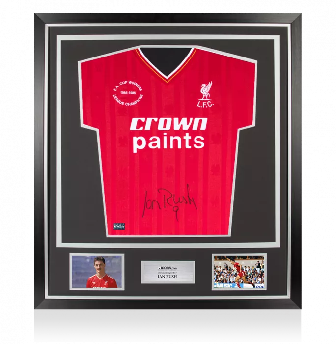 Ian Rush Front Signed Liverpool FC 1986 Home Shirt In Classic Frame