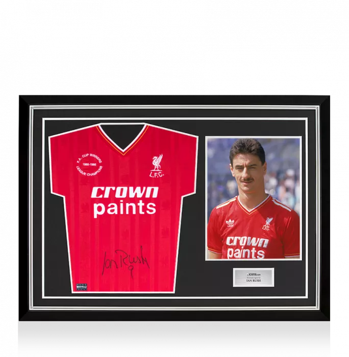 Ian Rush Front Signed Liverpool FC 1986 Home Shirt In Hero Frame: Option 1