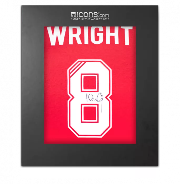 Ian Wright Back Signed Retro Arsenal Home Shirt In Deluxe Packaging