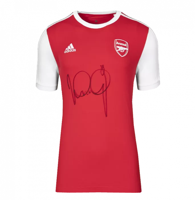 Ian Wright Front Signed Adidas Arsenal T-Shirt In Hero Frame: Option 1