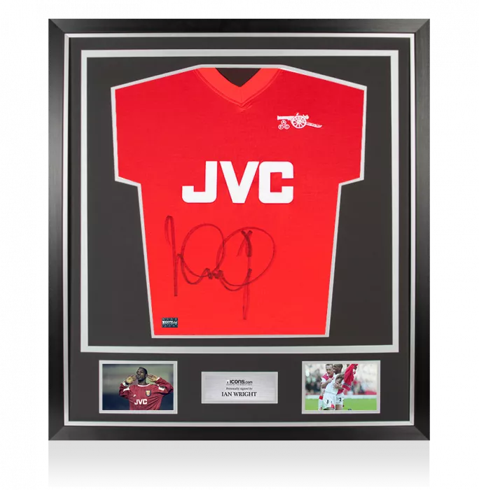 Ian Wright Front Signed Arsenal 1982 Home Shirt In Classic Frame