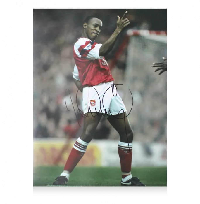 Ian Wright Signed Arsenal Legend Print In Black Wooden Frame