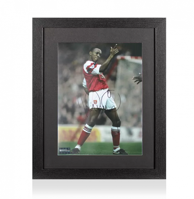 Ian Wright Signed Arsenal Legend Print In Black Wooden Frame