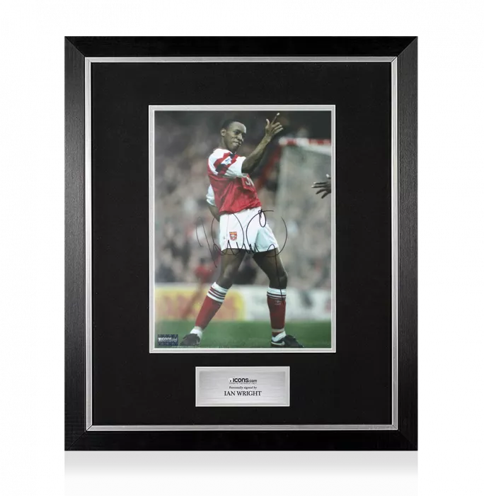 Ian Wright Signed Arsenal Legend Print In Premium Photo Frame