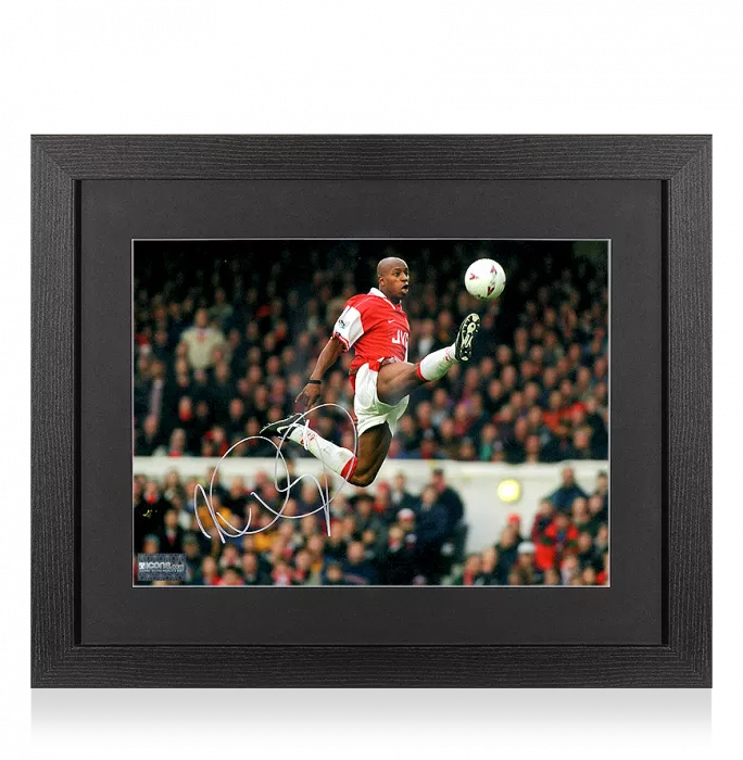 Ian Wright Signed Arsenal Photo In Black Wooden Frame: Master Of The Ball