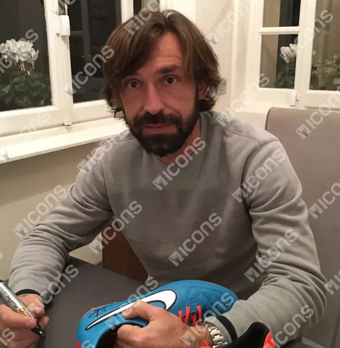 Andrea Pirlo Signed Blue Nike Tiempo Boot