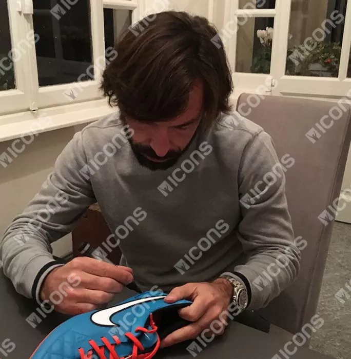 Andrea Pirlo Signed Blue Nike Tiempo Boot