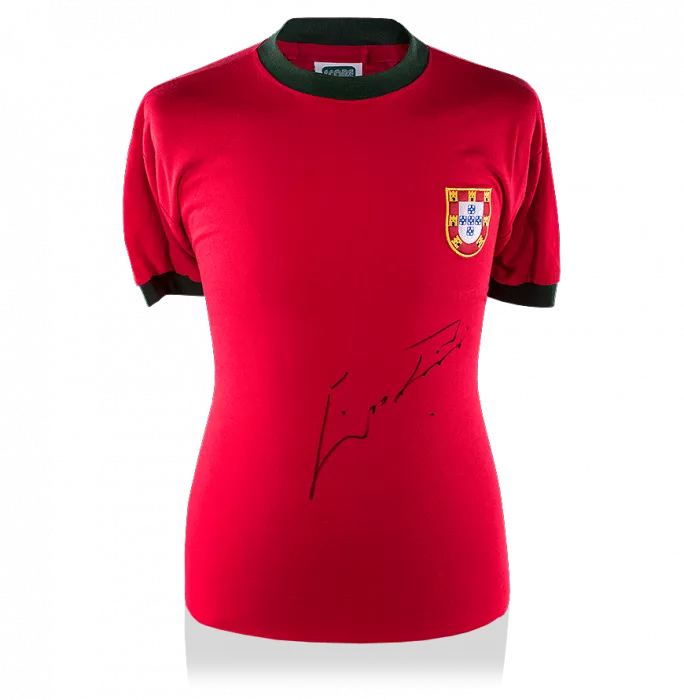 Eusebio Front Signed Retro Portugal Shirt