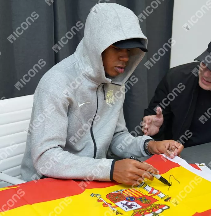 Lamine Yamal Signed And Framed Spain Flag