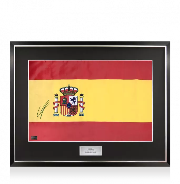 Lamine Yamal Signed And Framed Spain Flag
