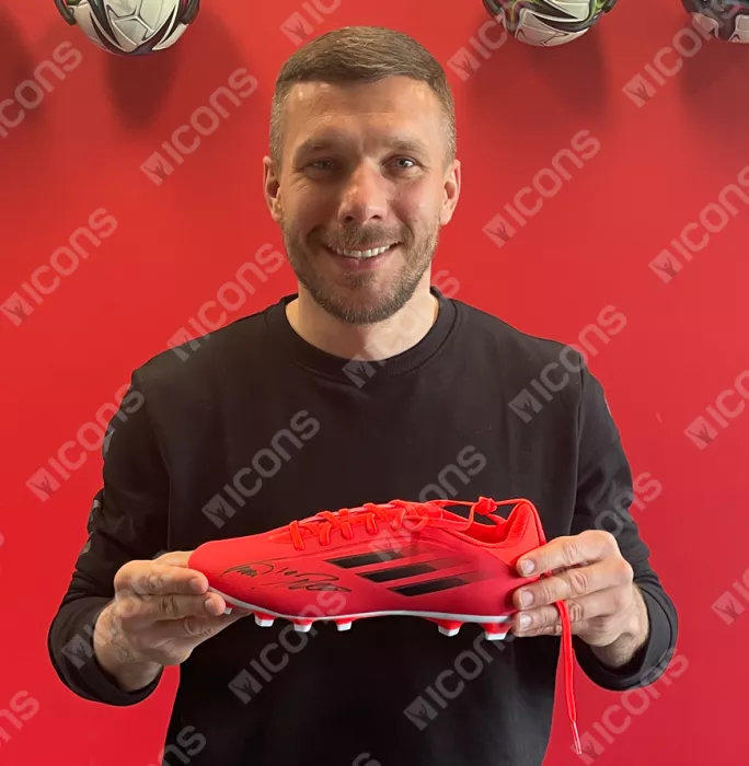 Lukas Podolski Signed Red Adidas X.4 Boot