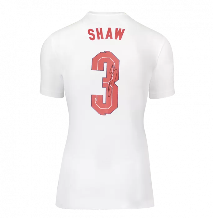 Luke Shaw Back Signed England Home T-Shirt