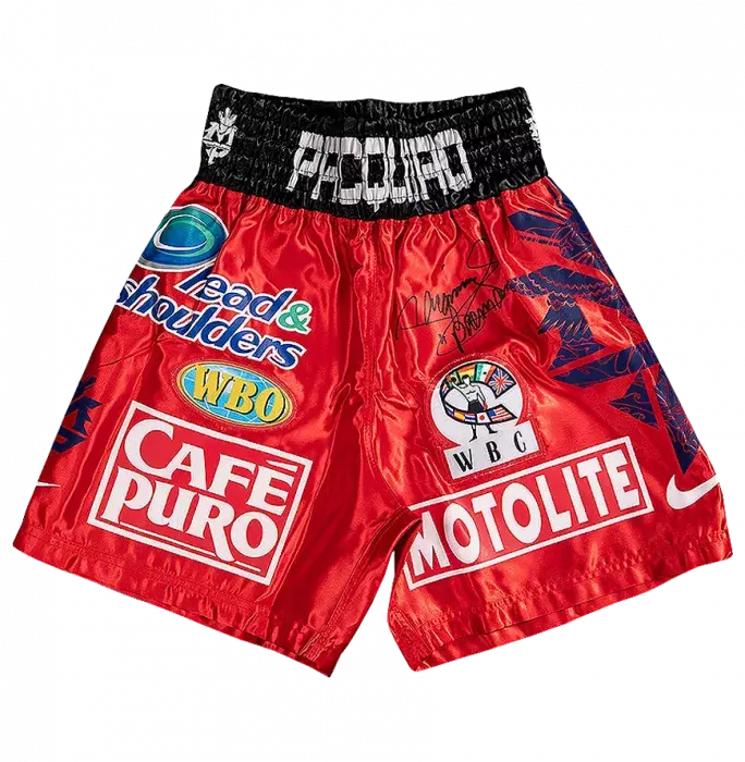 Manny Pacquiao Signed Red Boxing Shorts