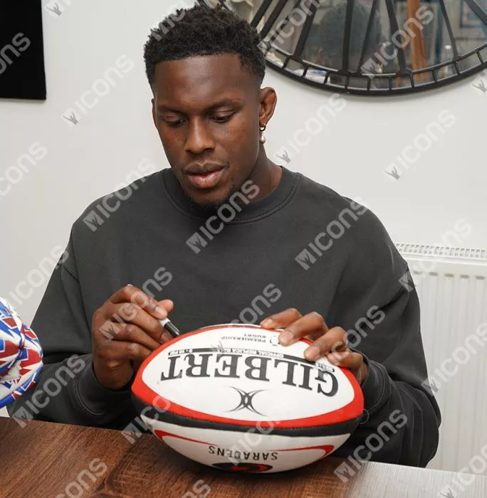 Maro Itoje Signed Saracens Rugby Ball