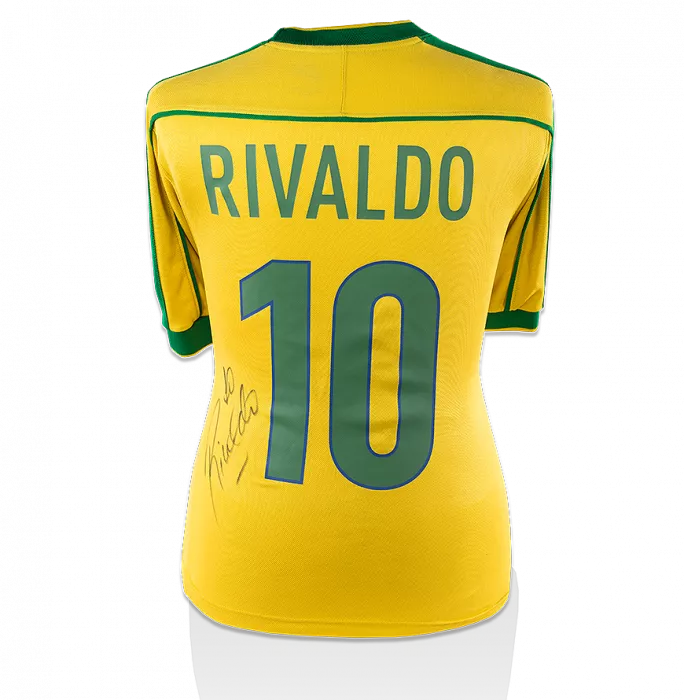 Rivaldo Back Signed Brazil 1998 Home Shirt