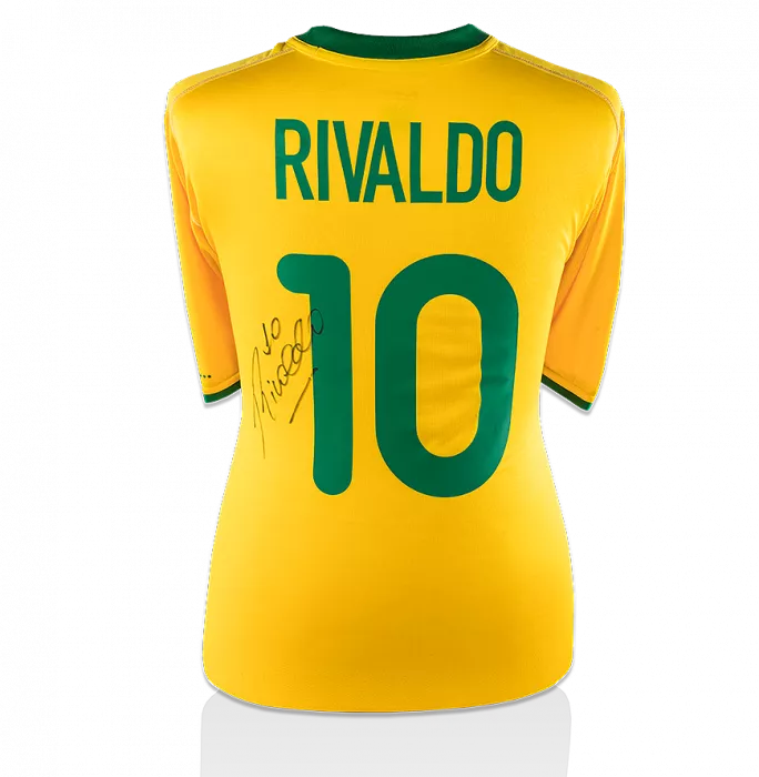 Rivaldo Back Signed Brazil 2001 Home Shirt
