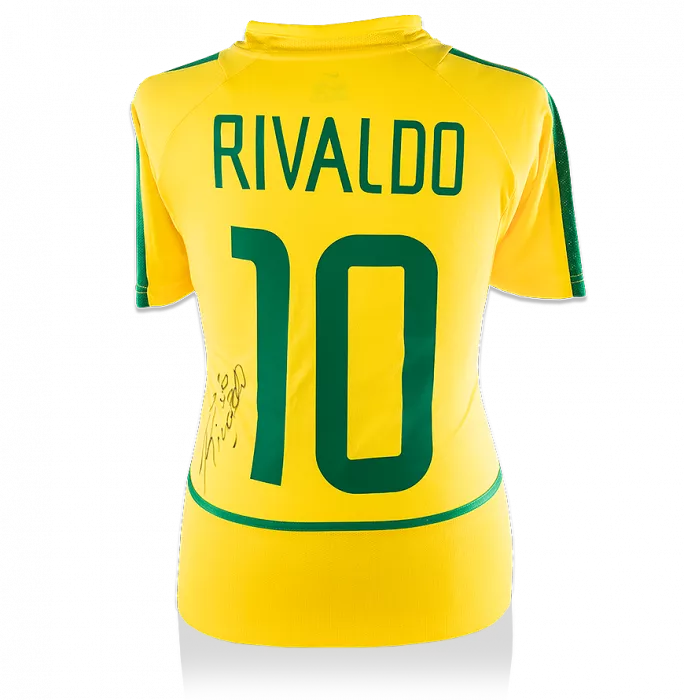 Rivaldo Back Signed Brazil 2002 Home Shirt