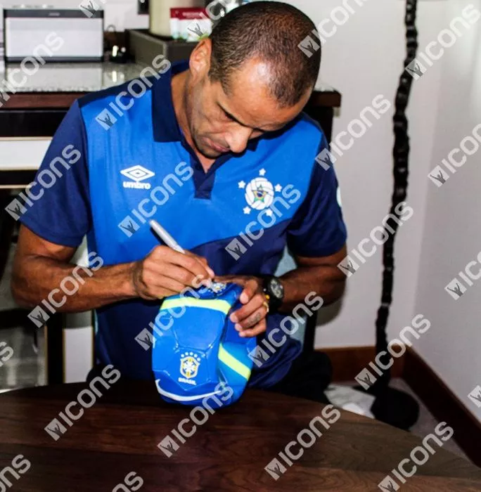 Rivaldo Signed Blue Nike Brazil Ball