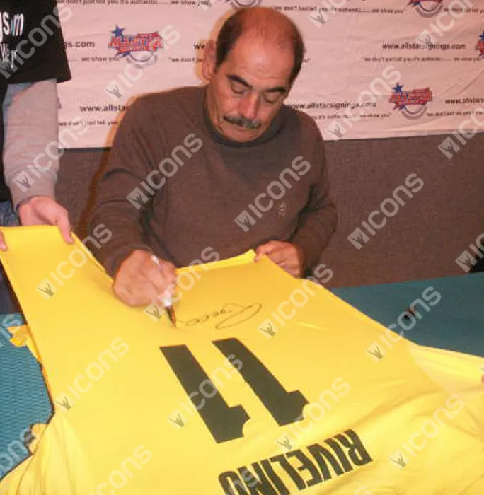 Rivelino Back Signed Retro Brazil Home Shirt