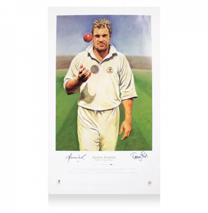 Shane Warne Signed Australia Cricket Print