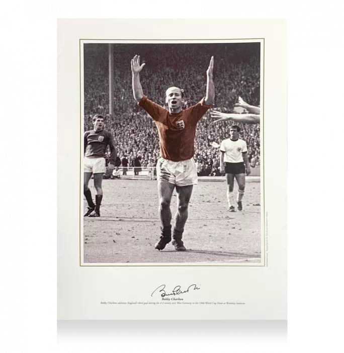Sir Bobby Charlton Signed England Print
