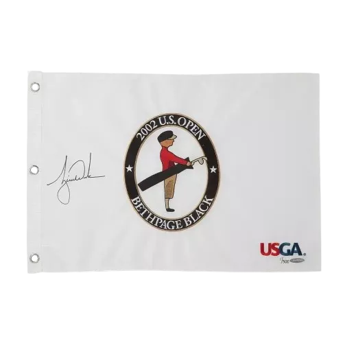 Tiger Woods Signed 2002 U.S. Open Pin Flag