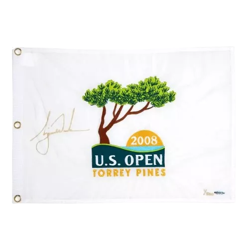 Tiger Woods Signed 2008 U.S. Open Pin Flag