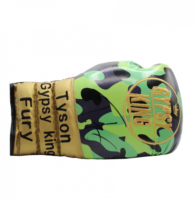 Tyson Fury Signed Gold and Camo Boxing Glove