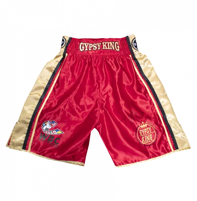 Tyson Fury Signed Red & Gold Boxing Shorts